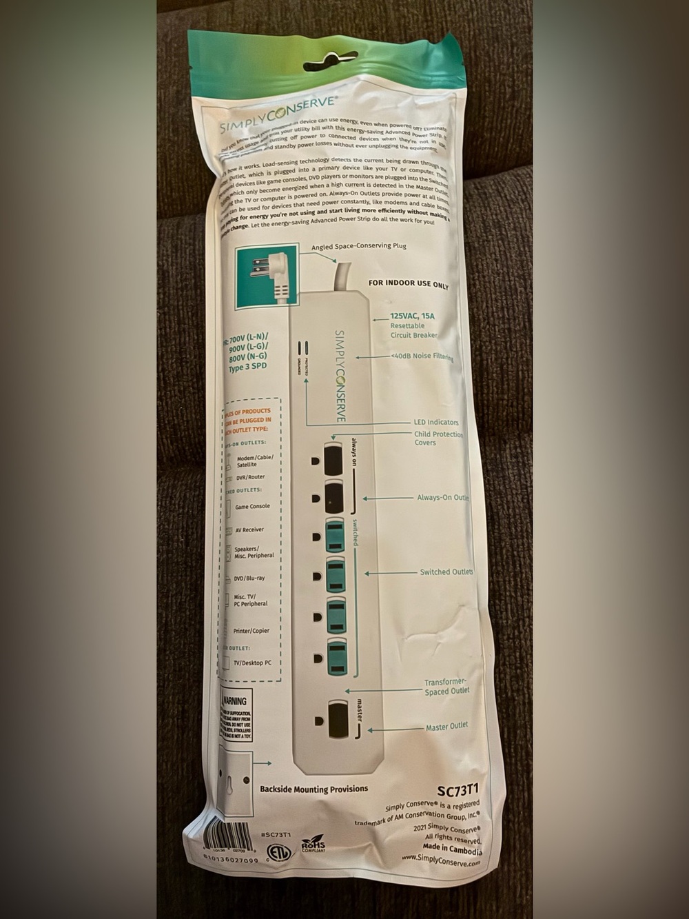 Energy-Saving Surge Protector Power Strip for Conserving Electricity on Devices - Picture 11 of 12